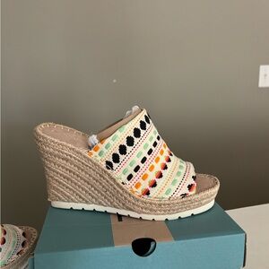 Tom’s Monica Mule Multi Colored Wedge Sandals